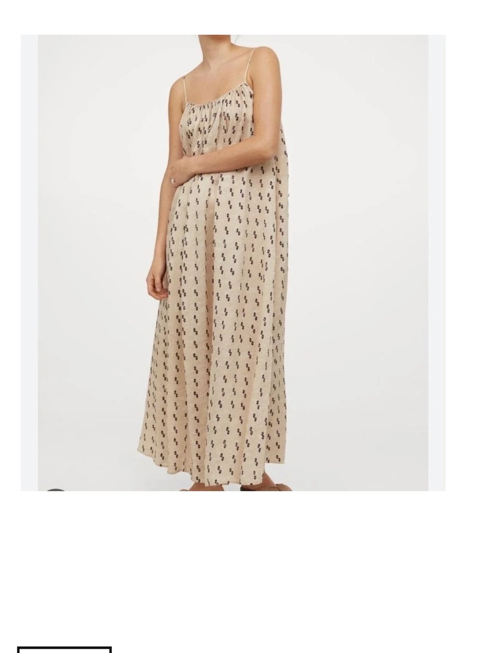 Boho Spaghetti Strap Maxi Dress in Cream with maroon print, silk blend large